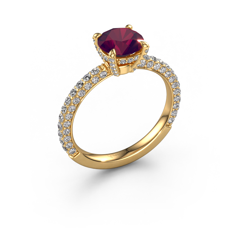 Image de Bague de fiançailles Saskia rnd 2 585 or jaune Rhodolite 7 mm