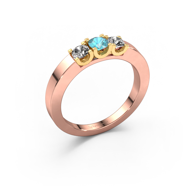 Image de Bague Selina 1 585 or rose Topaze bleue 3.7 mm