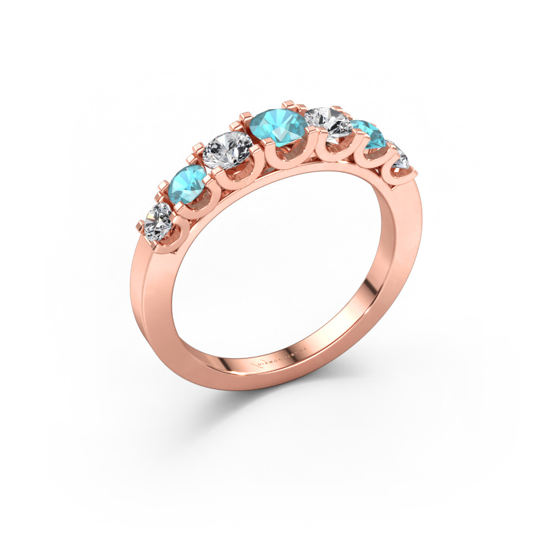 Immagine di Anello Selina 3 585 oro rosa Topazio blu 3.7 mm