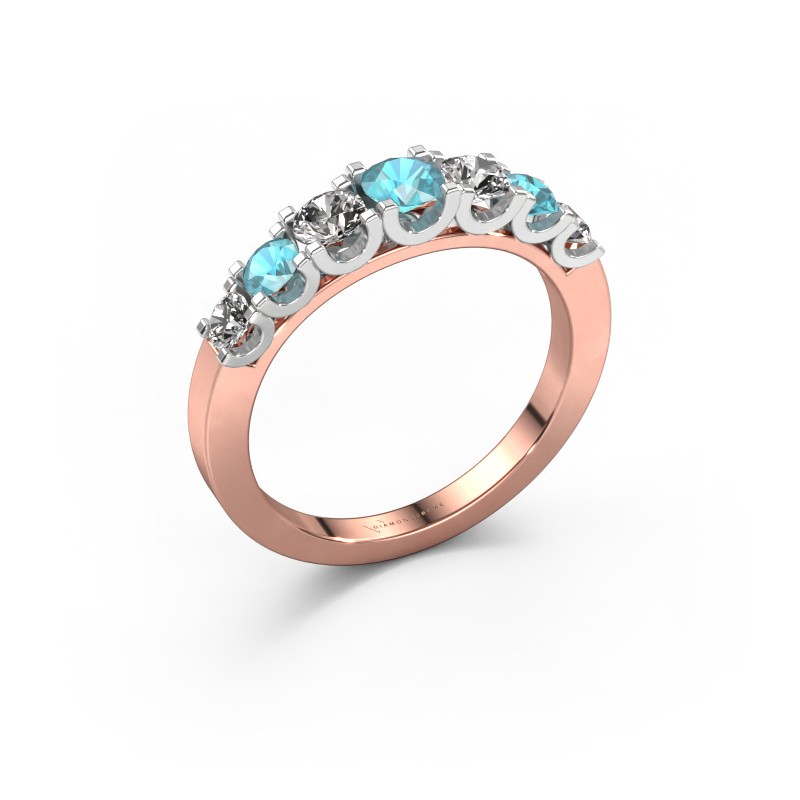 Image of Ring Selina 3 585 rose gold Blue topaz 3.7 mm