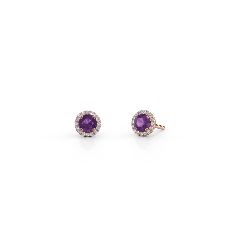 Image of Earrings Seline rnd 585 rose gold Amethyst 4 mm