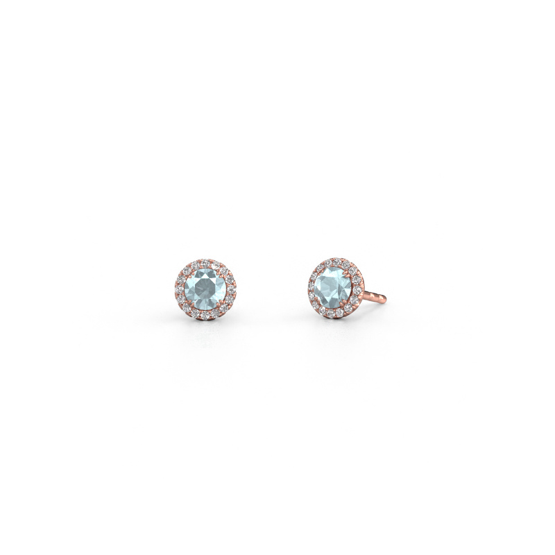 Image of Earrings Seline rnd 585 rose gold Aquamarine 4 mm