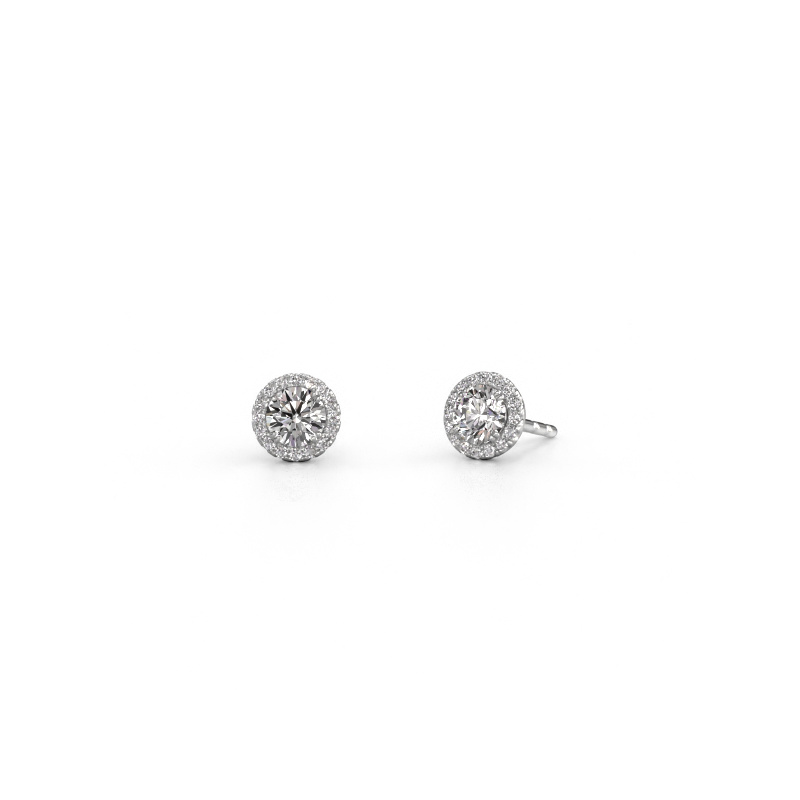 Image de Boucles d'oreilles Seline rnd 585 or blanc Diamant custom 4 mm