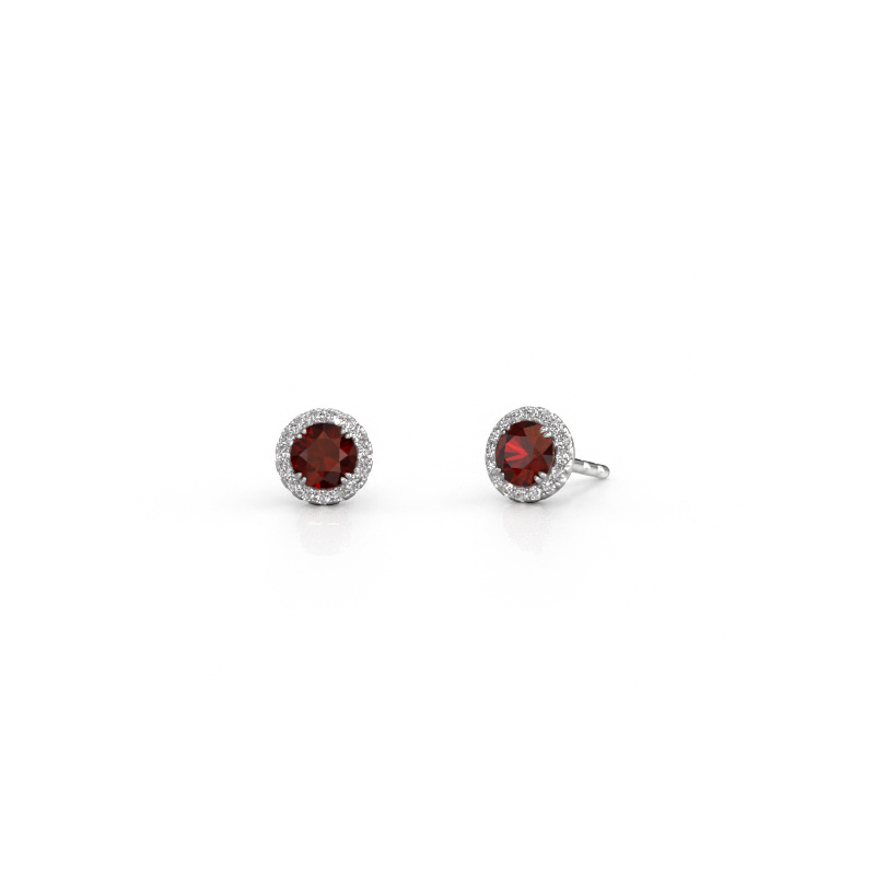 Image of Earrings Seline rnd 950 platinum Garnet 4 mm