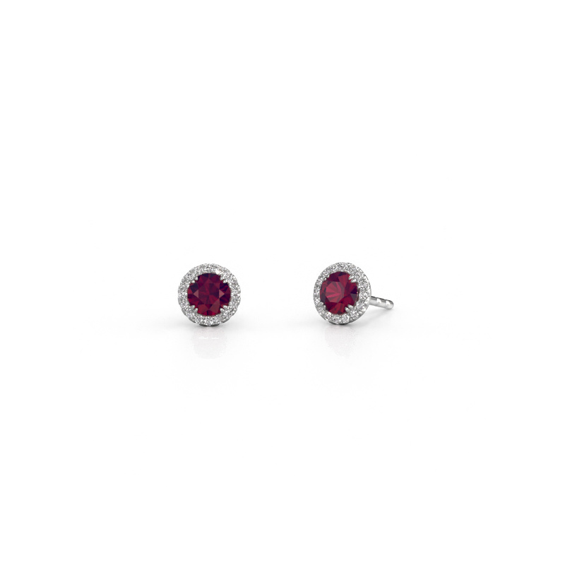 Image of Earrings Seline rnd 950 platinum Rhodolite 4 mm