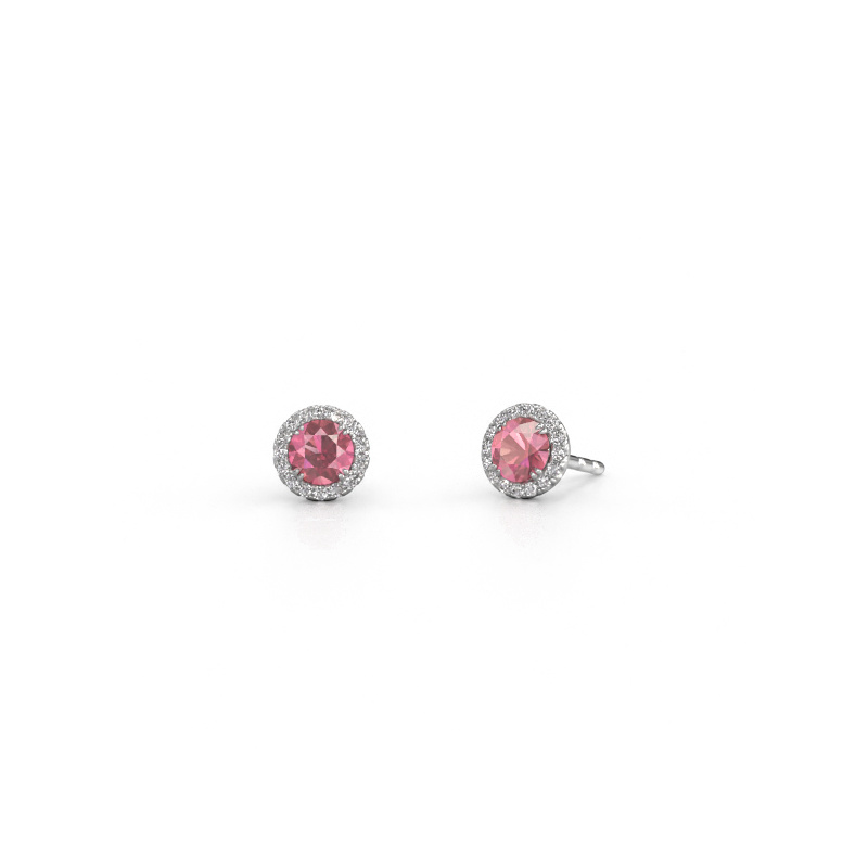 Image of Earrings Seline rnd 950 platinum Tourmaline pink 4 mm