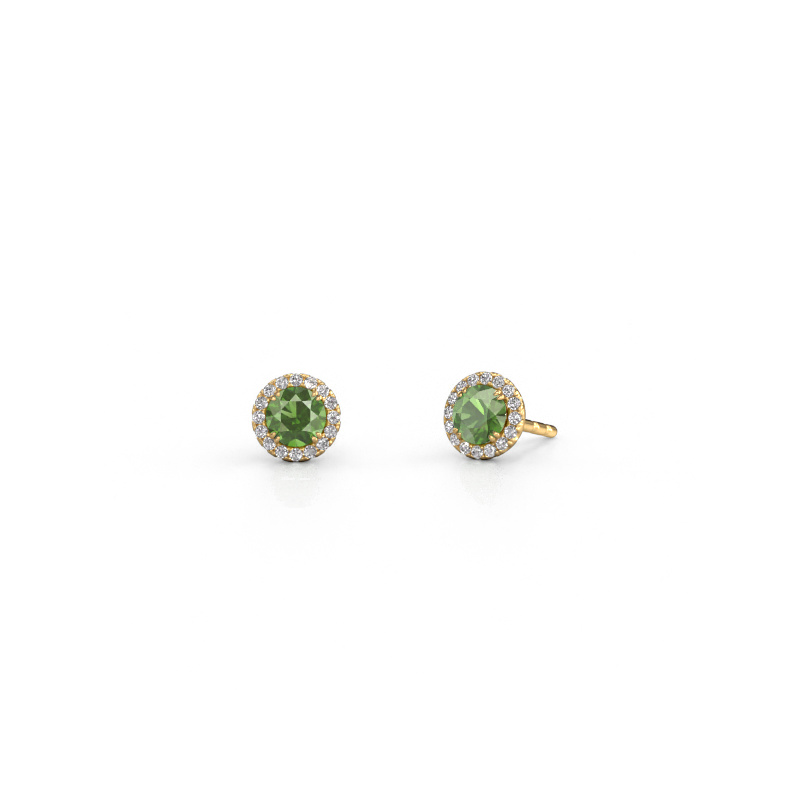 Image of Earrings Seline rnd 585 gold Tourmaline green 4 mm