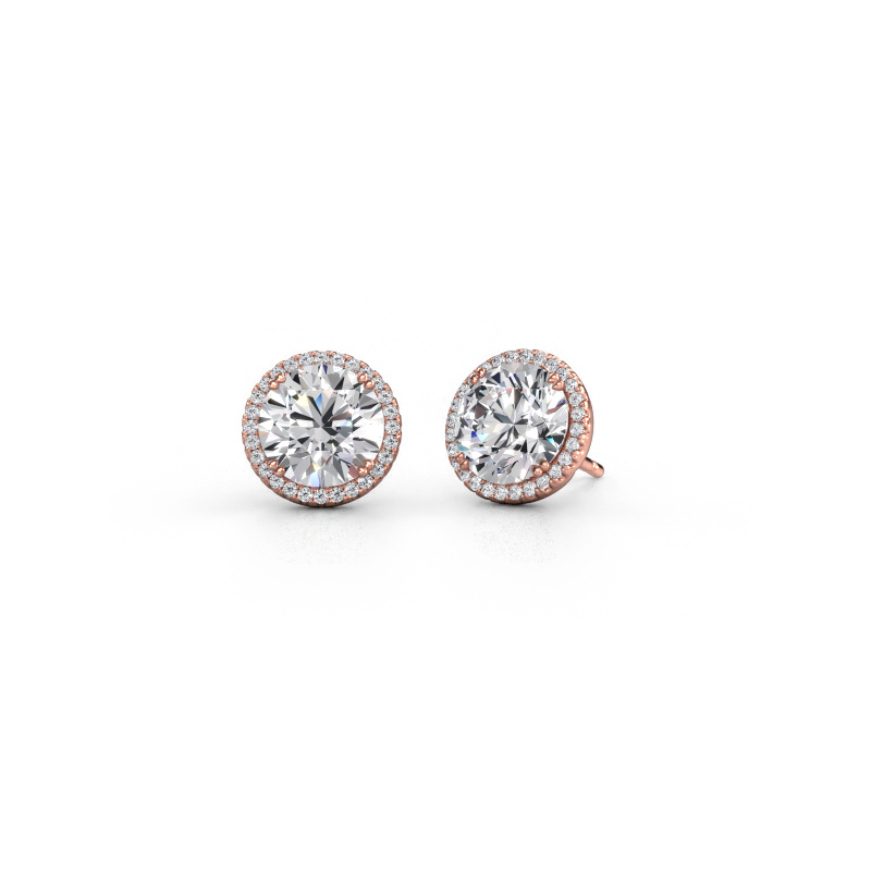 Image de Boucles d'oreilles Seline rnd 585 or rose Diamant 4.24 crt