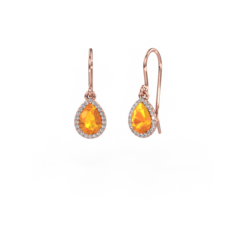 Image of Drop earrings Seline per 585 rose gold Citrin 7x5 mm