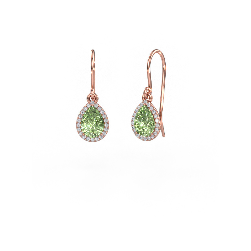 Image of Drop earrings Seline per 585 rose gold Green lab grown diamond 7x5 mm