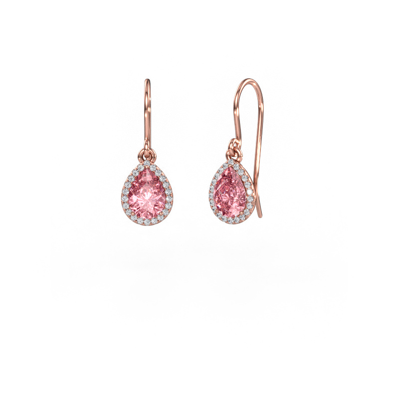 Image of Drop earrings Seline per 585 rose gold Pink lab grown diamond 7x5 mm