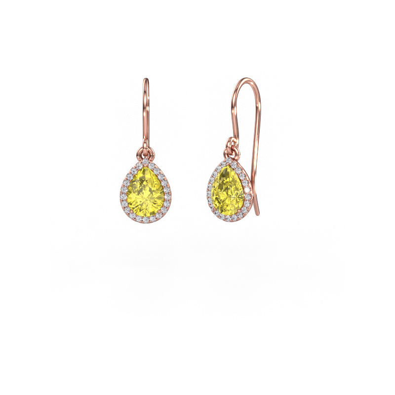 Image de Pendants d'oreilles Seline per 585 or rose Diamants synthétiques jaune 7x5 mm