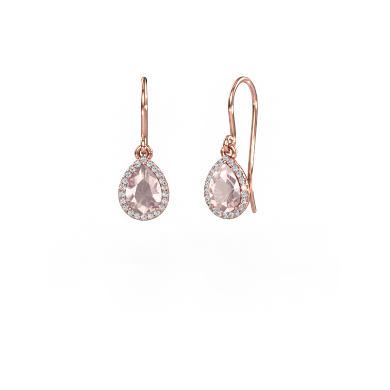 Image of Drop earrings Seline per 585 rose gold Morganite champagne 7x5 mm