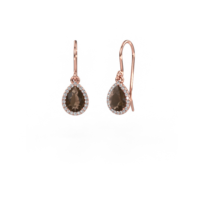 Image of Drop earrings Seline per 585 rose gold Smokey quartz 7x5 mm