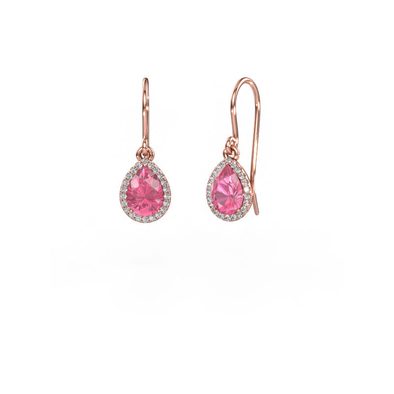 Image of Drop earrings Seline per 585 rose gold Pink sapphire 7x5 mm
