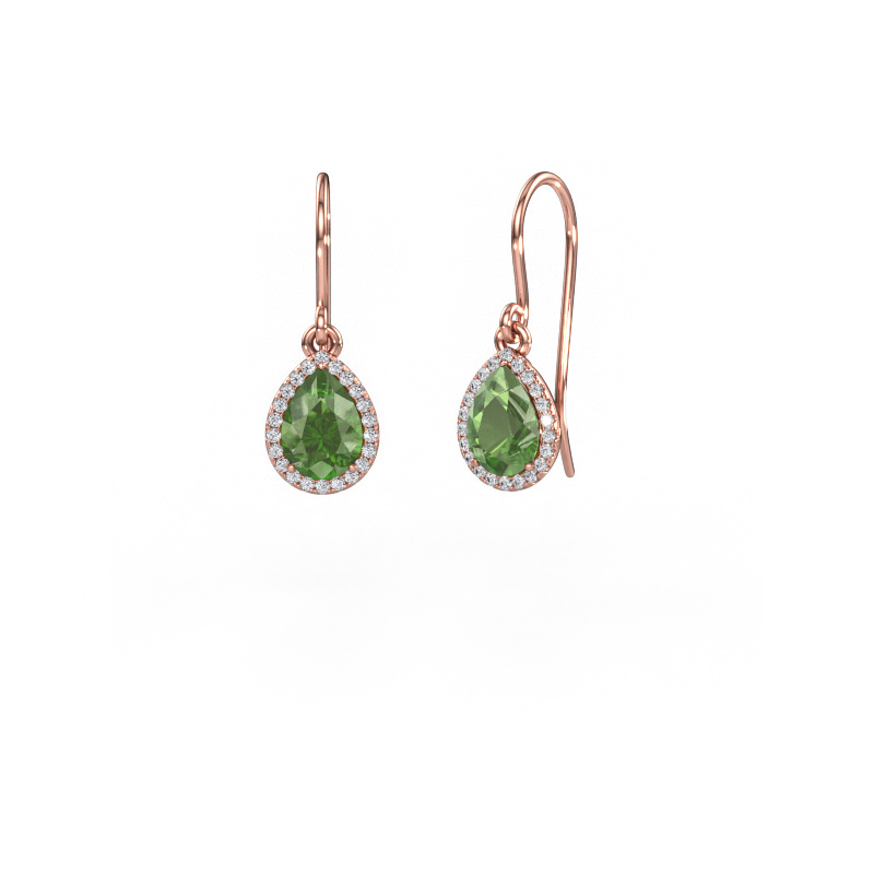 Image de Pendants d'oreilles Seline per 585 or rose Vert tourmaline 7x5 mm