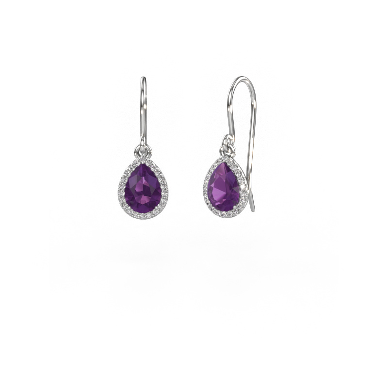 Image of Drop earrings Seline per 950 platinum Amethyst 7x5 mm