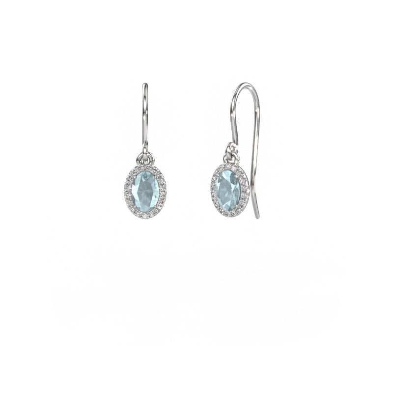 Image of Drop earrings Seline ovl 950 platinum Aquamarine 6x4 mm