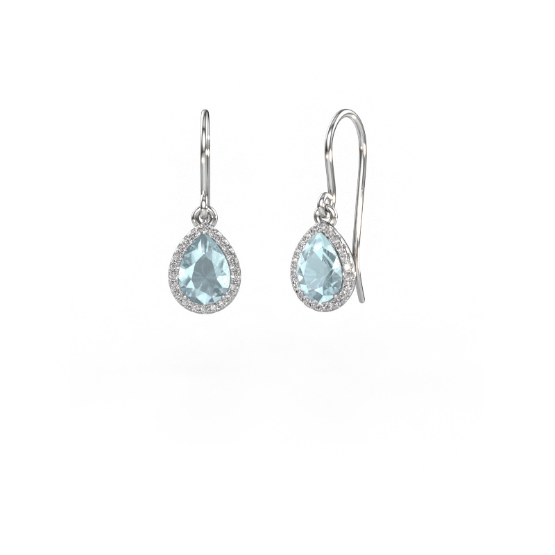 Image of Drop earrings Seline per 950 platinum Aquamarine 7x5 mm