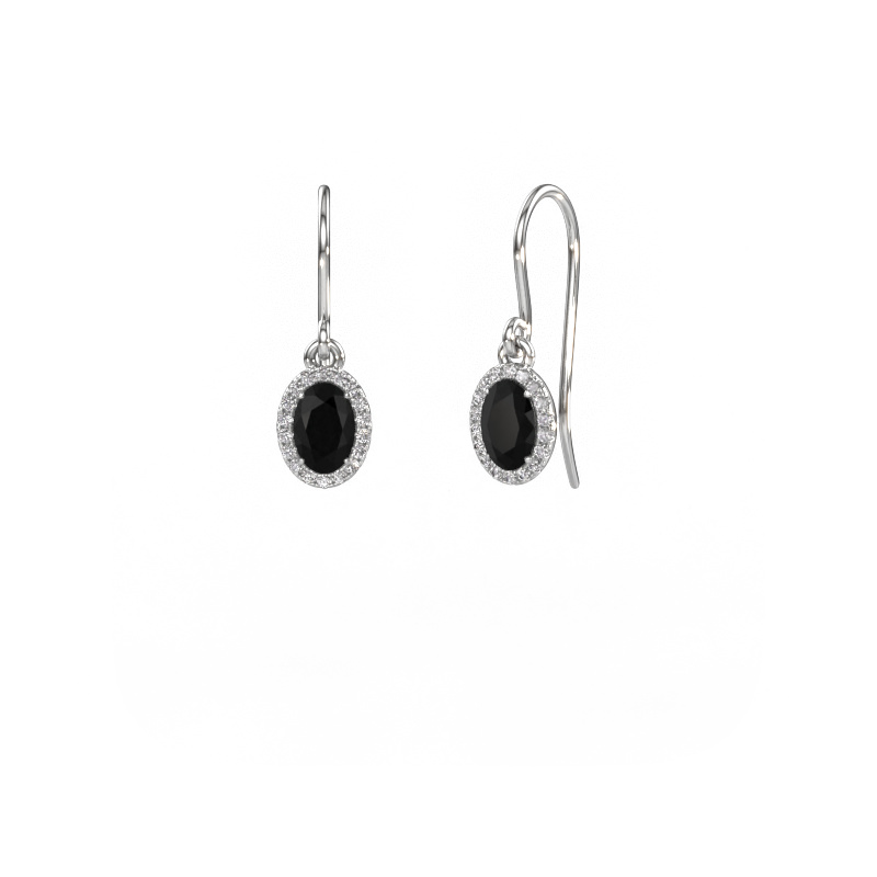 Image of Drop earrings Seline ovl 585 white gold Black diamond 1.360 crt