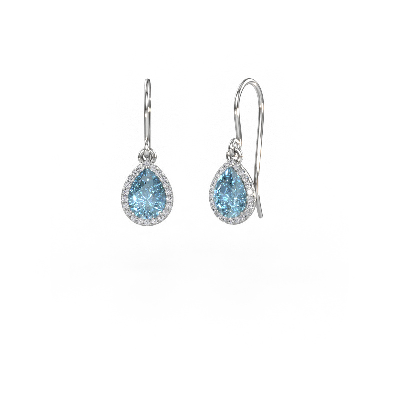 Image of Drop earrings Seline per 950 platinum Blue lab grown diamond 7x5 mm