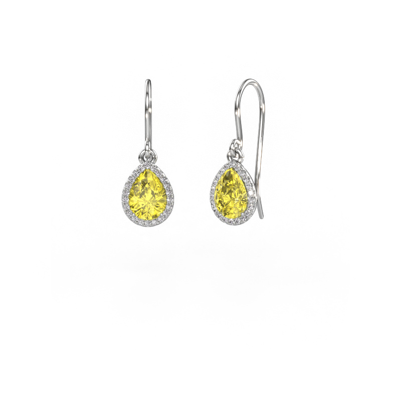 Image of Drop earrings Seline per 950 platinum Yellow lab grown diamond 7x5 mm