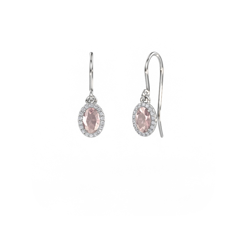 Image of Drop earrings Seline ovl 585 white gold Morganite champagne 6x4 mm