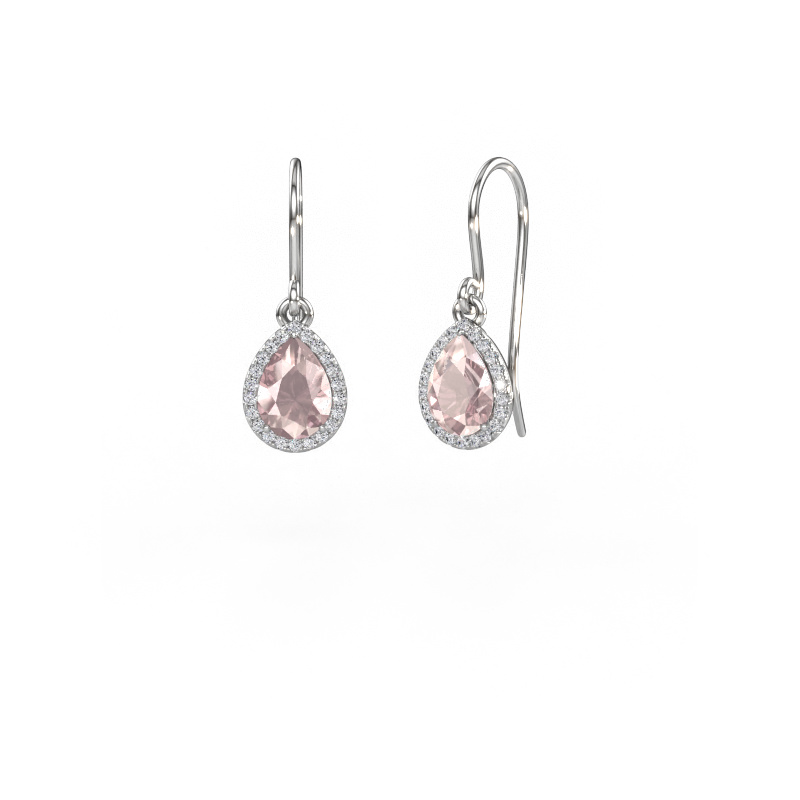 Image of Drop earrings Seline per 585 white gold Morganite champagne 7x5 mm