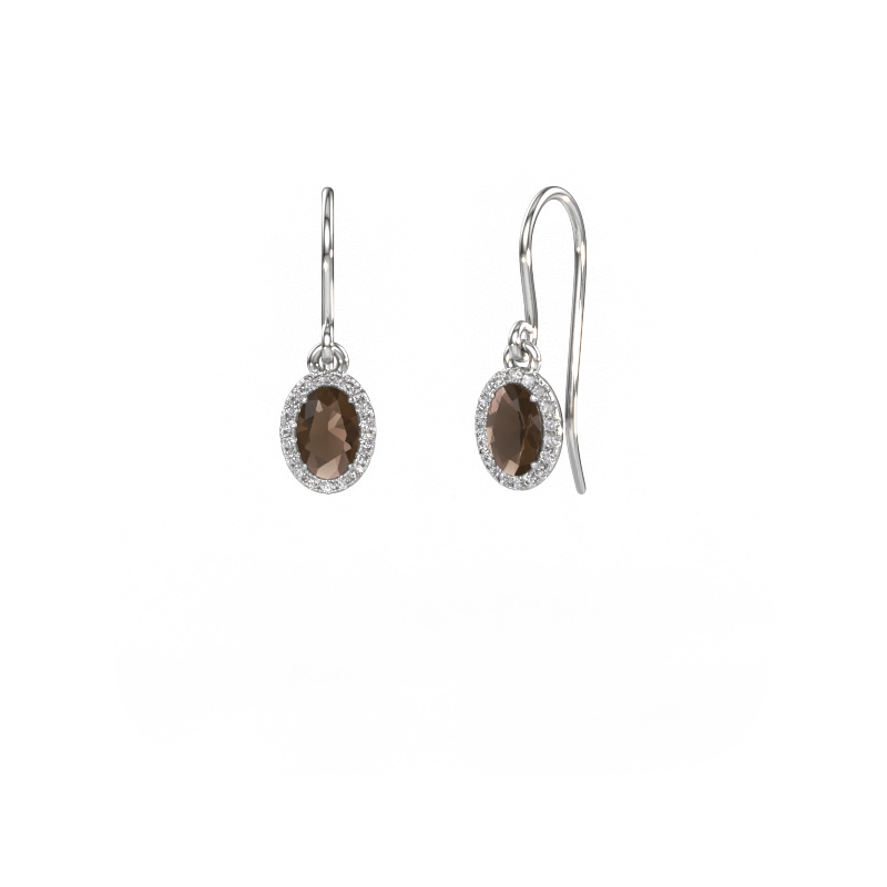 Image of Drop earrings Seline ovl 585 white gold Smokey quartz 6x4 mm