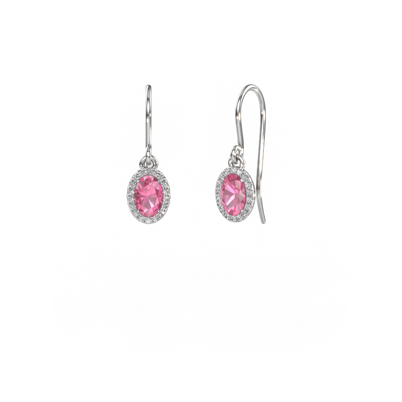 Image of Drop earrings Seline ovl 585 white gold Pink sapphire 6x4 mm