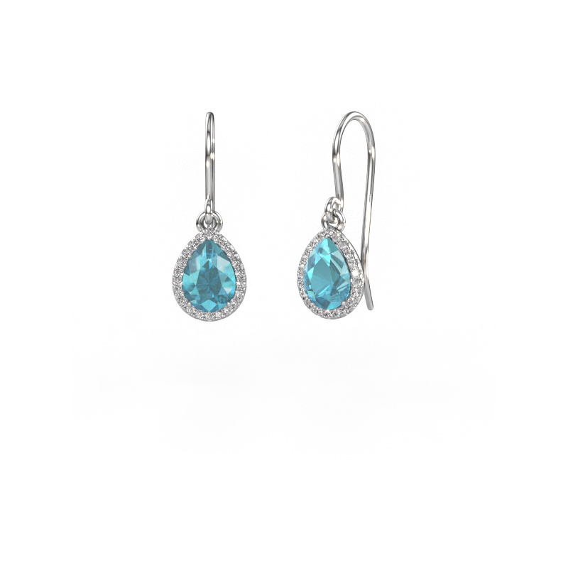 Image of Drop earrings Seline per 950 platinum Blue topaz 7x5 mm