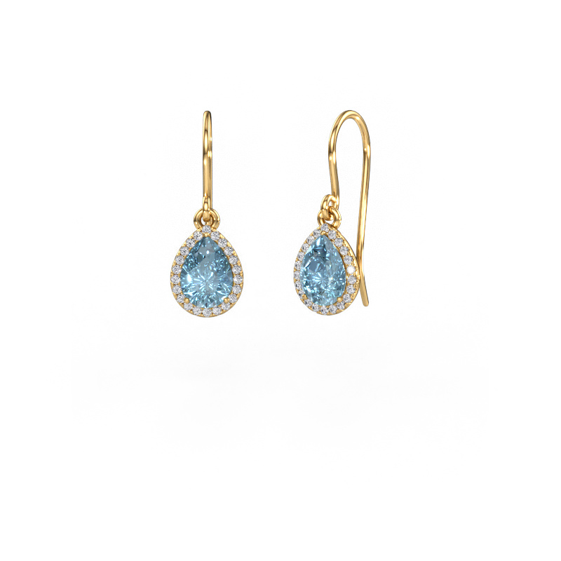 Image de Pendants d'oreilles Seline per 585 or jaune Diamant synthétique bleu 7x5 mm