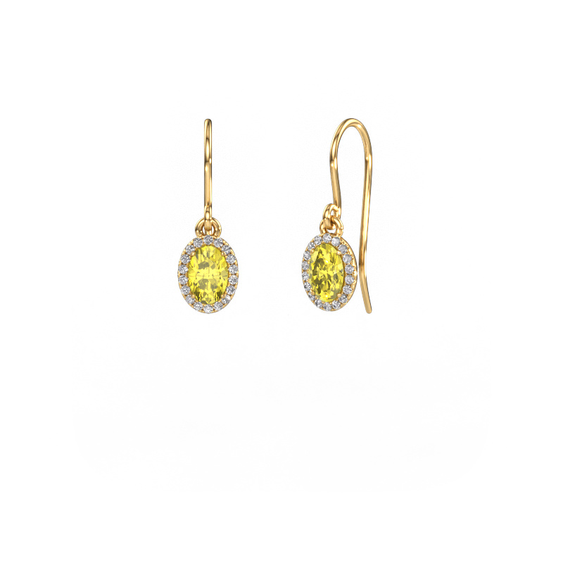 Image of Drop earrings Seline ovl 585 gold Yellow lab grown diamond 6x4 mm
