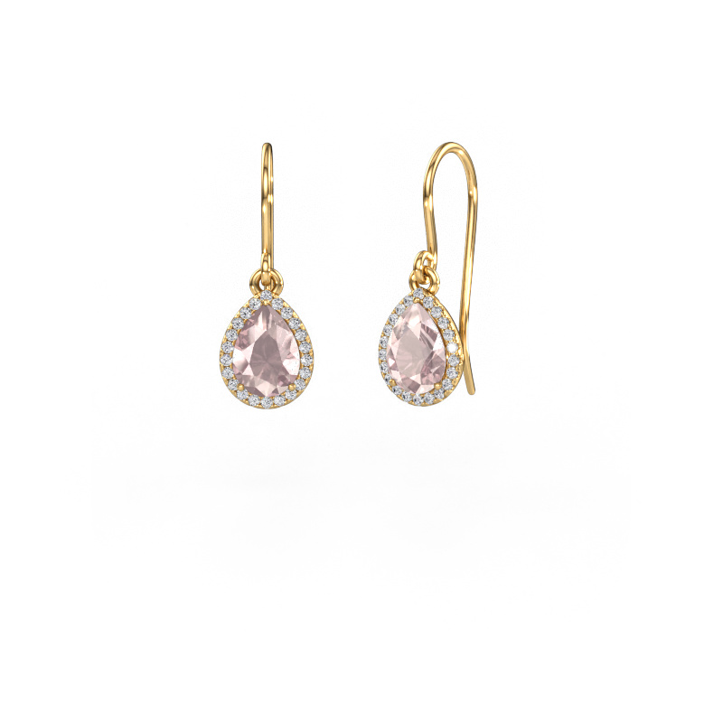 Image of Drop earrings Seline per 585 gold Morganite champagne 7x5 mm