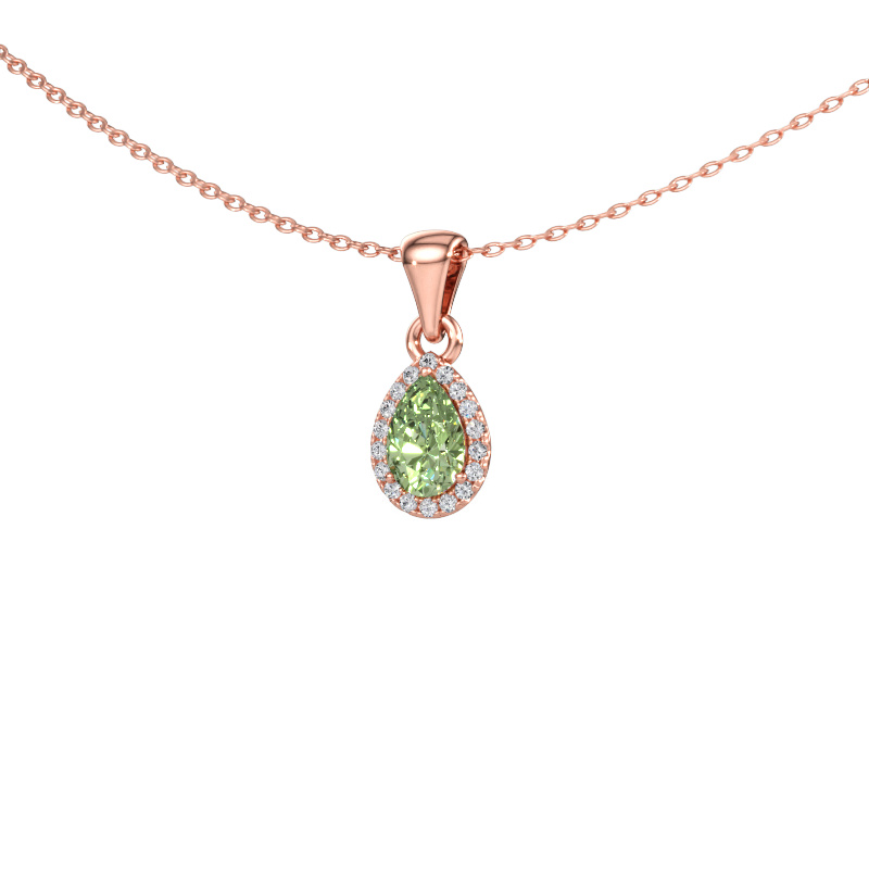 Bild av Hänge Seline per 585 roséguld Grön labbodlad diamant 6x4 mm