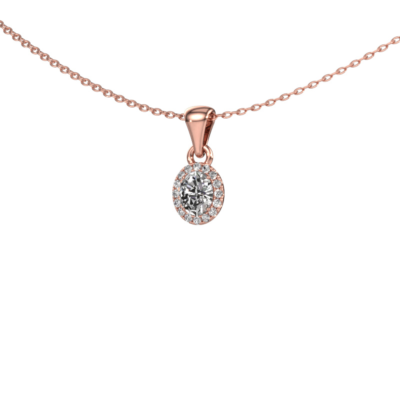 Image de Pendentif Seline ovl 585 or rose Diamant 0.43 crt