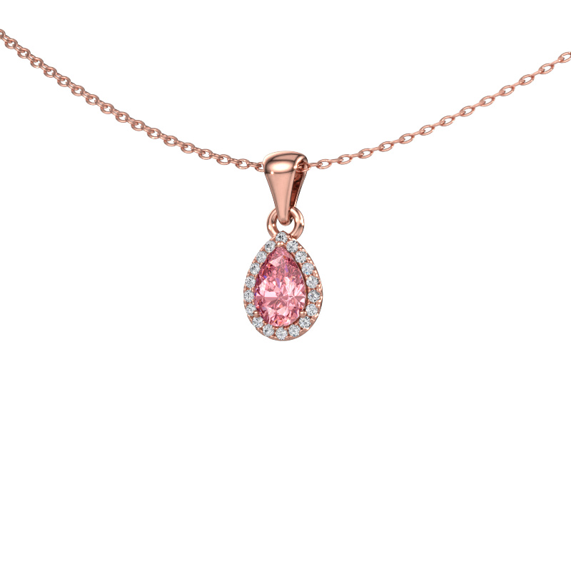 Image de Pendentif Seline per 585 or rose Diamant synthétique roze 6x4 mm