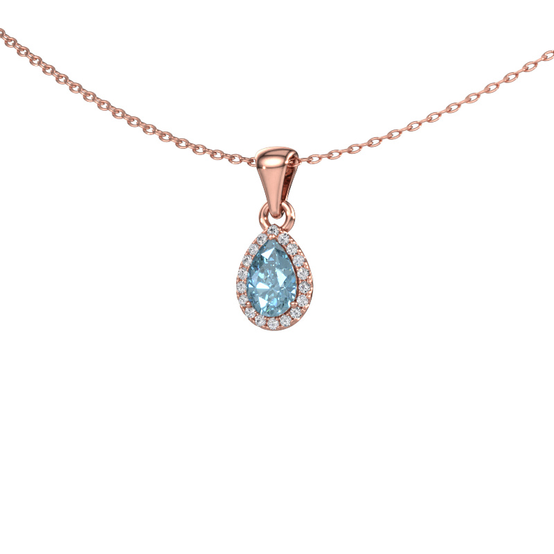 Image of Pendant Seline per 585 rose gold Blue lab grown diamond 6x4 mm