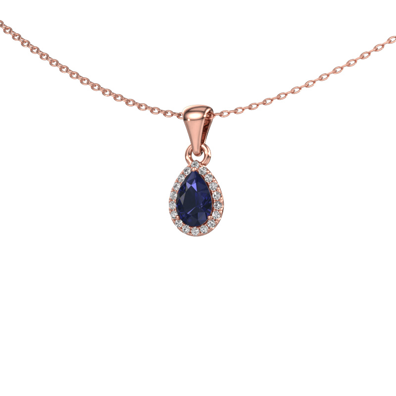 Image of Pendant Seline per 585 rose gold Sapphire 6x4 mm