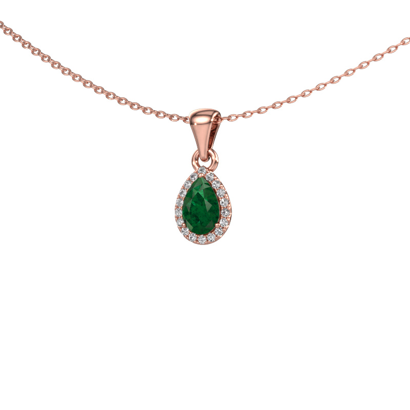 Image of Pendant Seline per 585 rose gold Emerald 6x4 mm