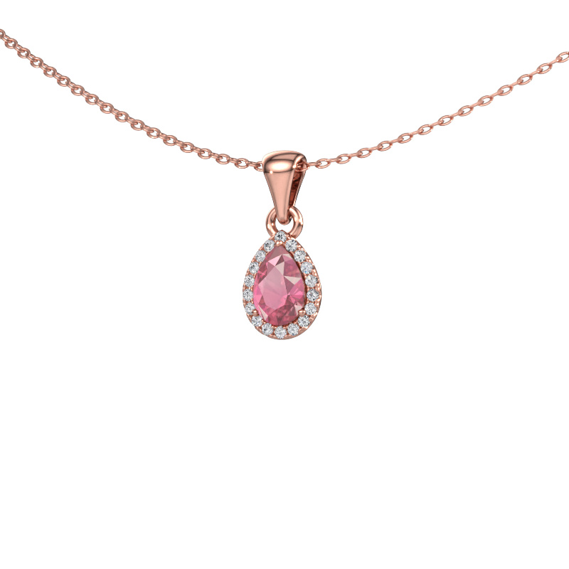Image of Pendant Seline per 585 rose gold Tourmaline pink 6x4 mm