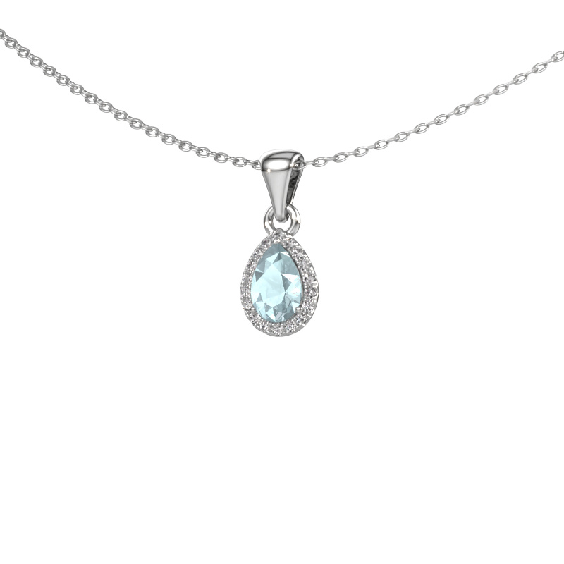 Image of Pendant Seline per 950 platinum Aquamarine 6x4 mm