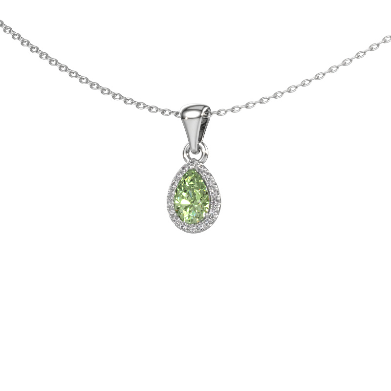 Bild von Anhänger Seline per 950 Platin Grüner Labor-Diamant 6x4 mm