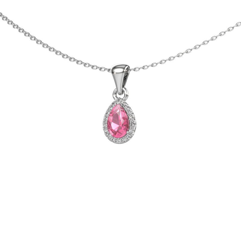Image of Pendant Seline per 950 platinum Pink sapphire 6x4 mm