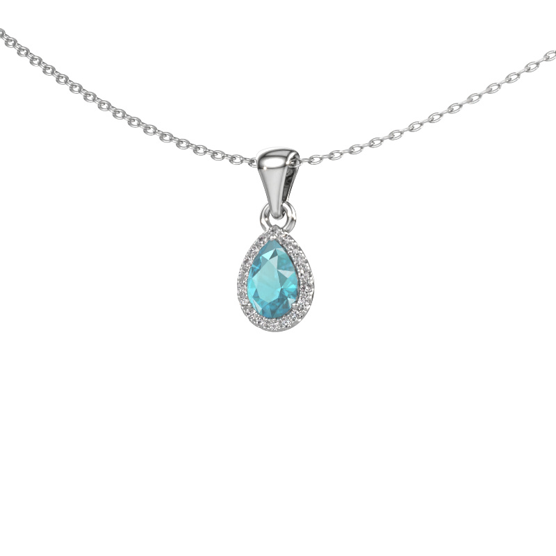 Image of Pendant Seline per 950 platinum Blue topaz 6x4 mm
