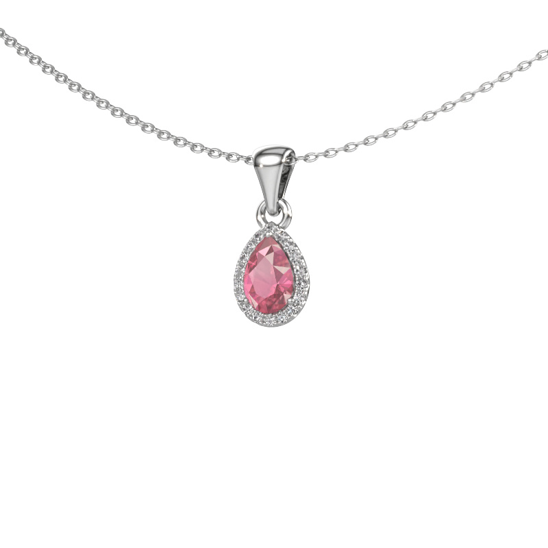 Image of Pendant Seline per 585 white gold Tourmaline pink 6x4 mm