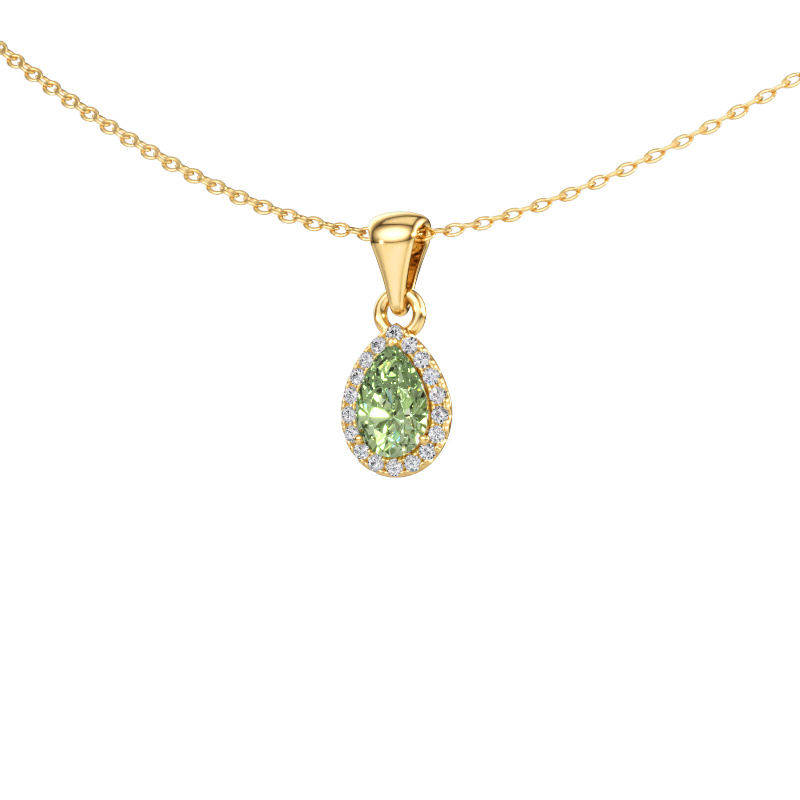 Afbeelding van Hanger Seline per 585 goud Groene lab grown diamant 6x4 mm