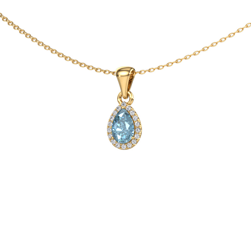Image of Pendant Seline per 585 gold Blue lab grown diamond 6x4 mm
