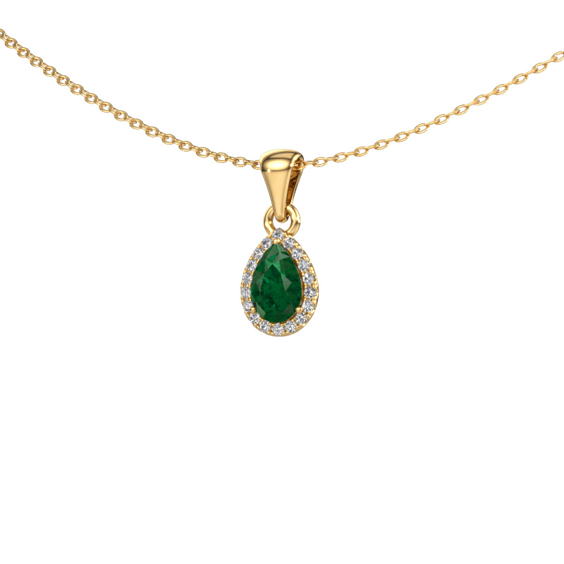 Image of Pendant Seline per 585 gold Emerald 6x4 mm