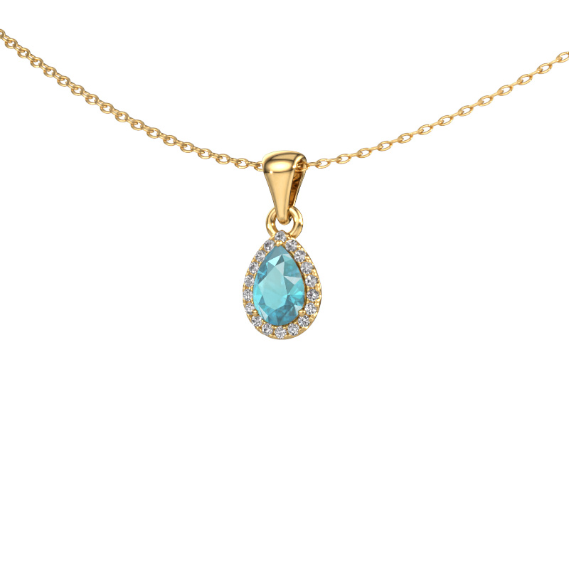 Image of Pendant Seline per 585 gold Blue topaz 6x4 mm